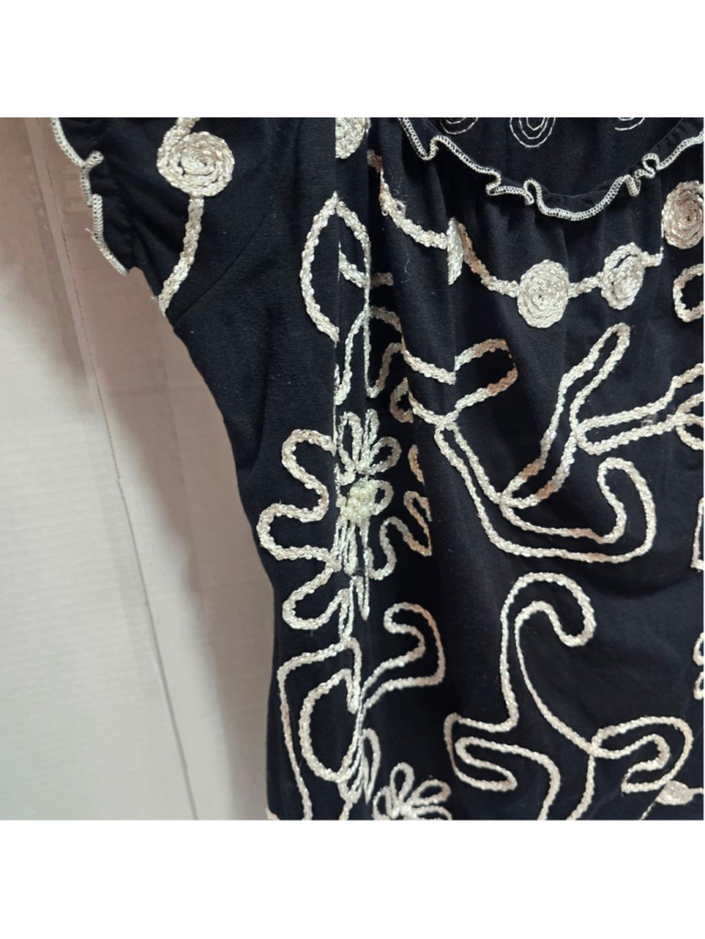 Women's Lauren Michelle Black & White Embroidered Blouse M - Picture 2 of 9